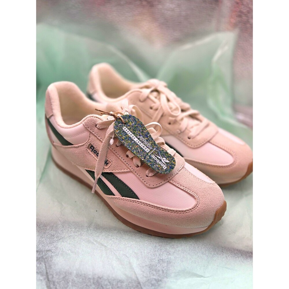 Reebok Women's Low Top Lace-Up Sneakers Pink Green Comfort Cushioned Size 8.5